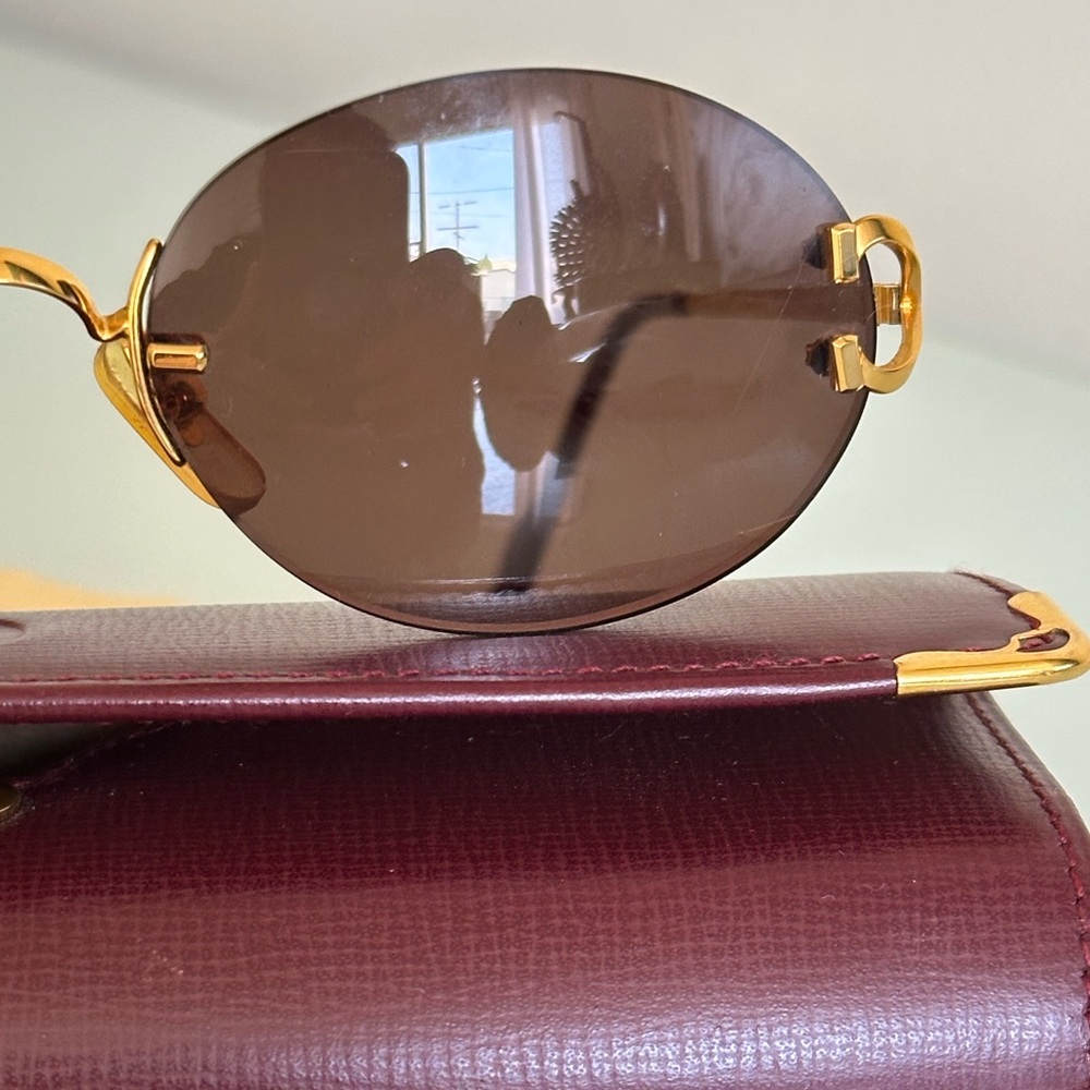 Vintage Cartier Oval Sunglasses 18k gold plated. - Picture 11 of 16